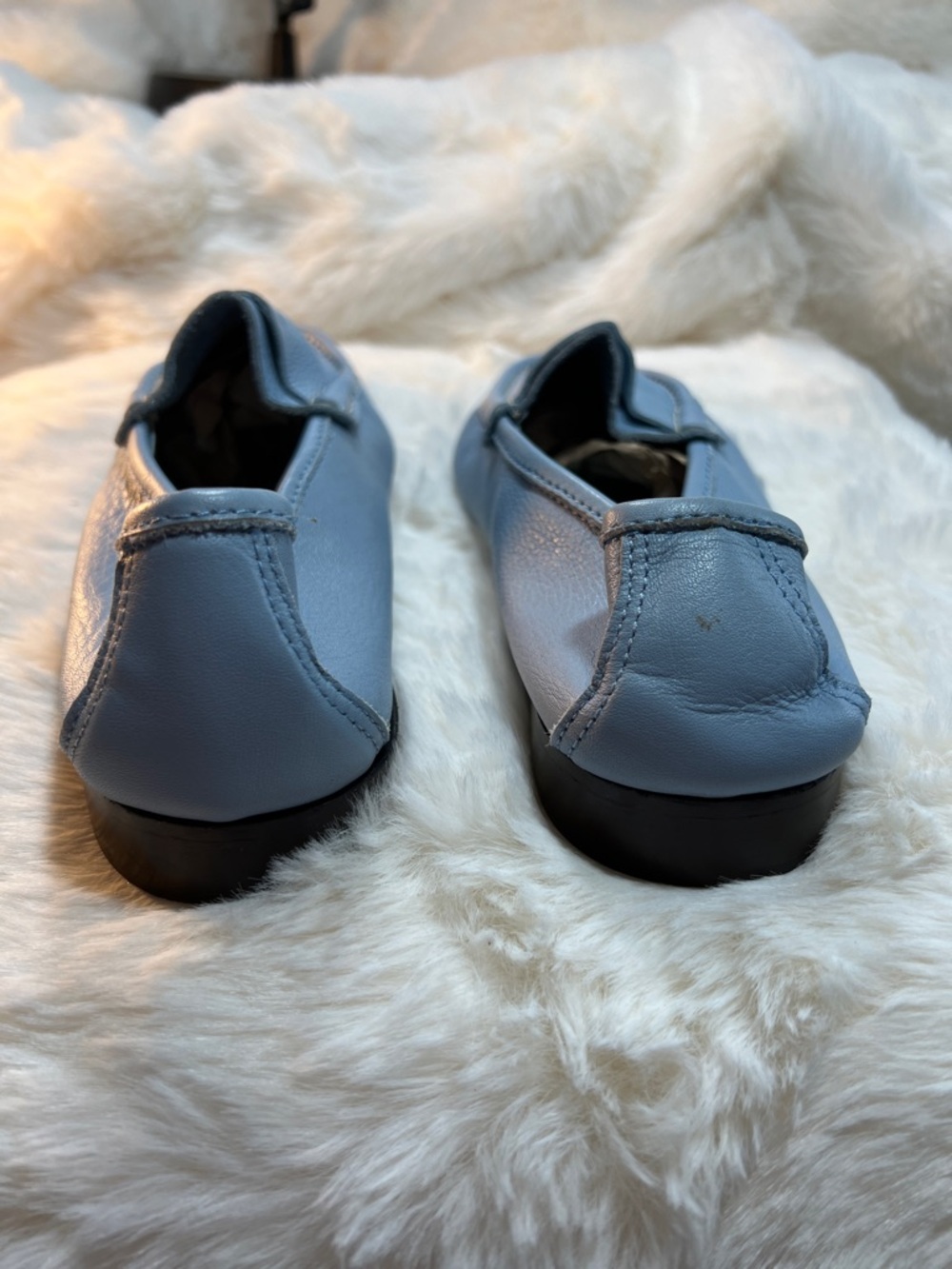 Italian Leather Penny Loafers in Light Blue - Picture 7 of 11